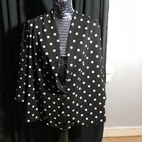 Ssoulm 3XL Black/White Dots One Button Cardigan - Picture 4 of 6